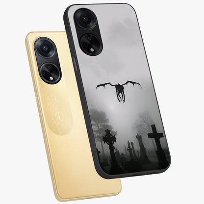 Graveyard Shadow Descent Glass Case displayed in angled mockup highlighting eerie shadow illustration with gothic aesthetic.