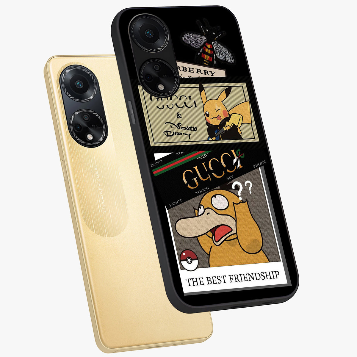 Gucci Play Mashup Glass Case displayed in angled mockup highlighting stylish fashion mashup design with bold aesthetic.