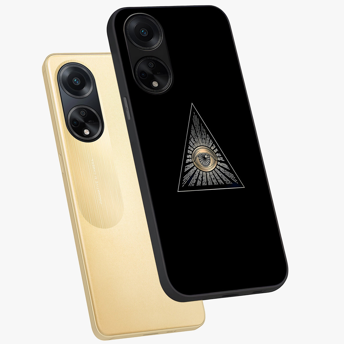 Illuminati Evil Glass Case displayed in angled mockup highlighting dark occult inspired design with bold aesthetic style.