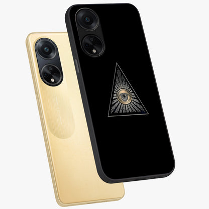 Illuminati Evil Glass Case displayed in angled mockup highlighting dark occult inspired design with bold aesthetic style.