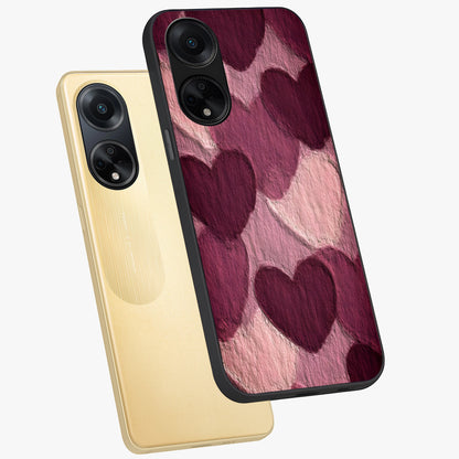 Layered Paper Hearts Glass Case displayed in angled mockup highlighting creative paper craft heart design with romantic aesthetic.