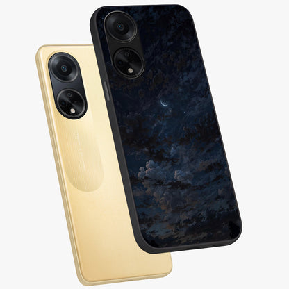 Lunar Veil Silence Glass Case displayed in angled mockup highlighting soft lunar design with peaceful celestial aesthetic.