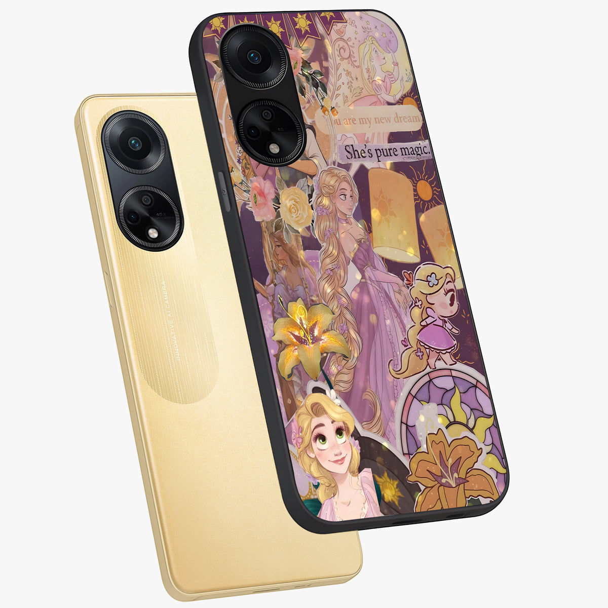 Magical Tangled Dream Glass Case displayed in angled mockup highlighting whimsical fantasy design with magical aesthetic.