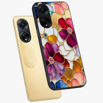 Marble Flower Pattern Glass Case displayed in angled mockup highlighting elegant marble floral design with modern aesthetic.