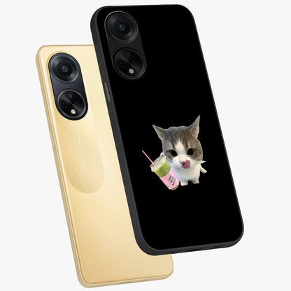 Matcha Cat Style Glass Case displayed in angled mockup highlighting playful feline design with pastel matcha aesthetic.