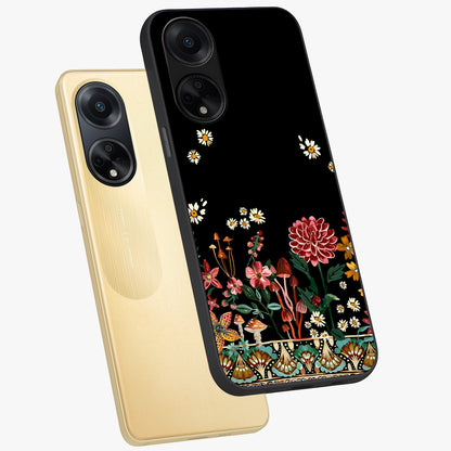 Midnight Bloom Pattern Glass Case displayed in angled mockup highlighting elegant flower design with midnight aesthetic style.