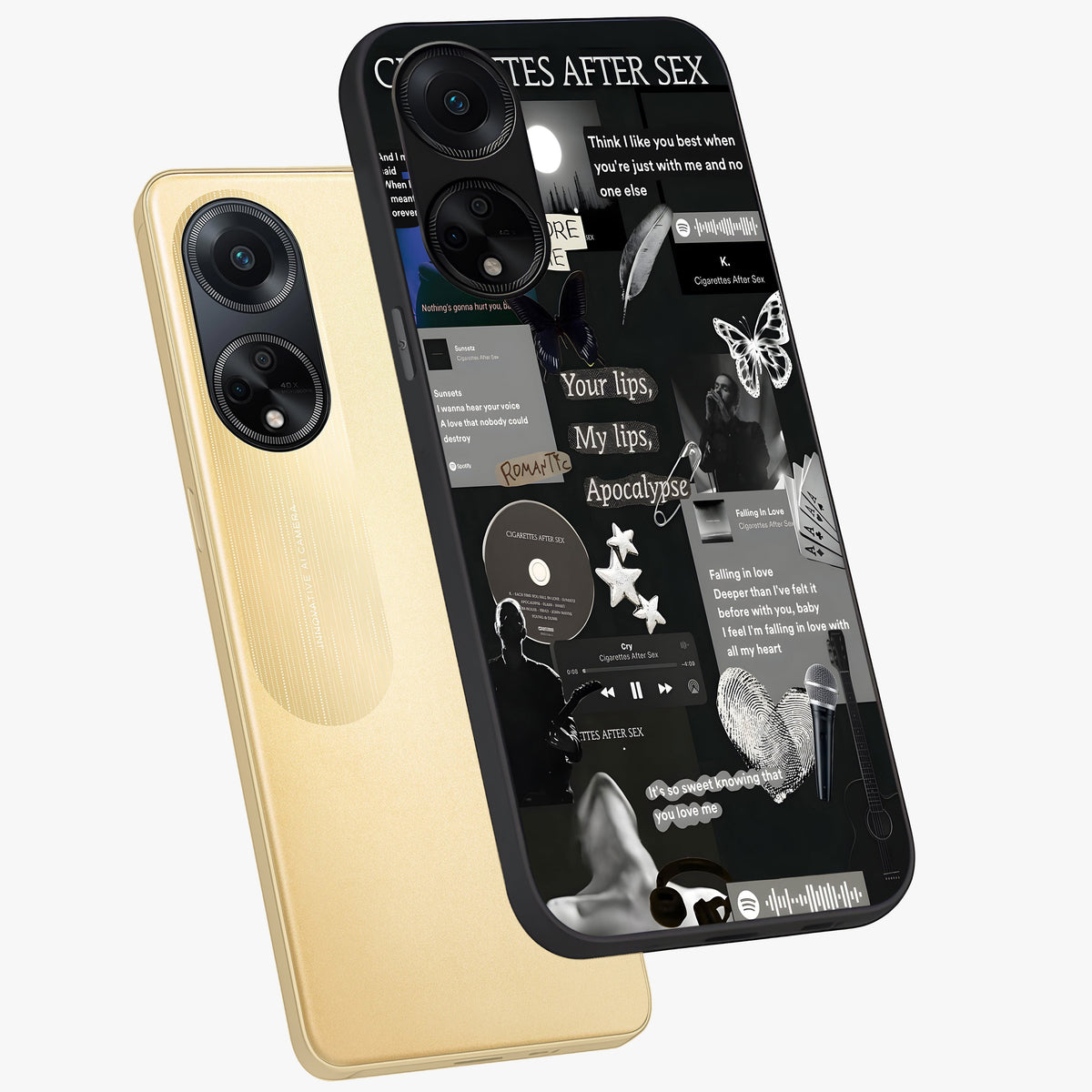 Midnight Love Echo Glass Case displayed in angled mockup highlighting elegant love inspired design with deep aesthetic style.
