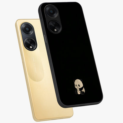 Midnight Panda Love Glass Case displayed in angled mockup highlighting adorable panda illustration with midnight aesthetic.