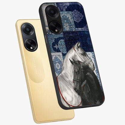 Midnight Stallion Blues Glass Case displayed in angled mockup highlighting powerful stallion illustration with deep midnight tones.