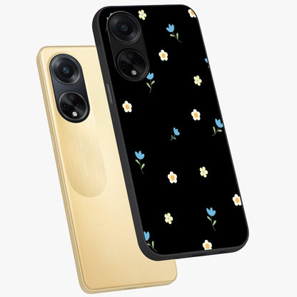 Minimal Petal Whispers Glass Case displayed in angled mockup highlighting delicate petal design with clean minimal aesthetic.