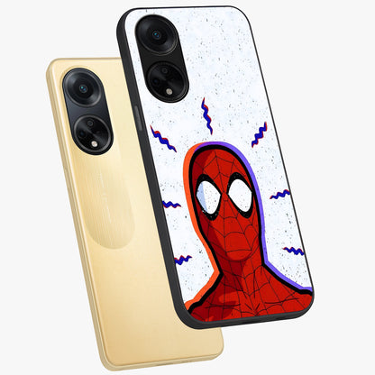 Omg Spiderman Glass Case displayed in angled mockup highlighting dynamic hero illustration with action comic aesthetic.