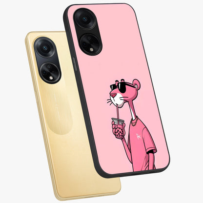 Pink Panther Glass Case displayed in angled mockup highlighting playful cartoon character design with vibrant pink aesthetic.