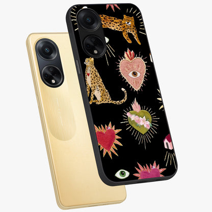 Sacred Jungle Heart Glass Case displayed in angled mockup highlighting lush tropical design with natural aesthetic style.