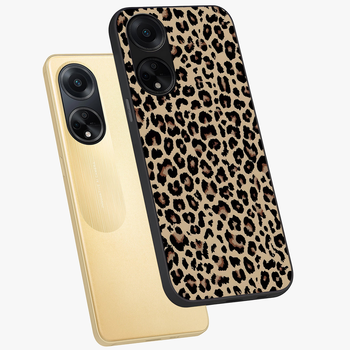 Savage Chic Pattern Glass Case displayed in angled mockup highlighting bold fashion inspired design with chic aesthetic.