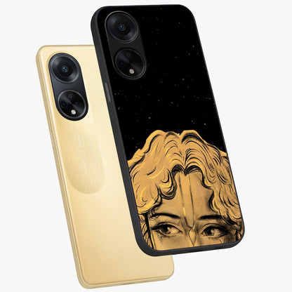 Shri Krishna Art Glass Case displayed in angled mockup highlighting spiritual Krishna illustration with divine aesthetic.