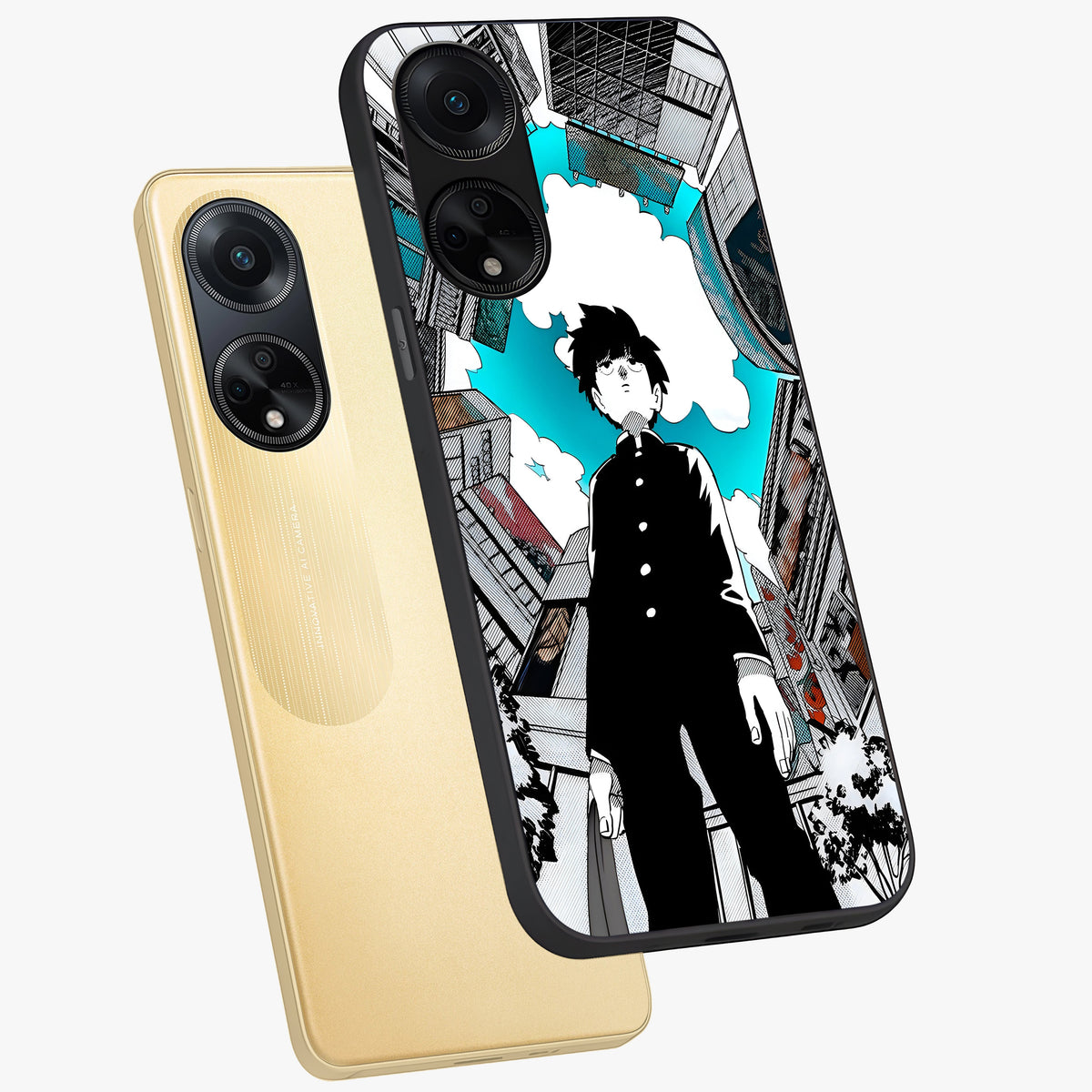 Silent Psychic Awakening Glass Case displayed in angled mockup highlighting spiritual awakening design with cosmic aesthetic.