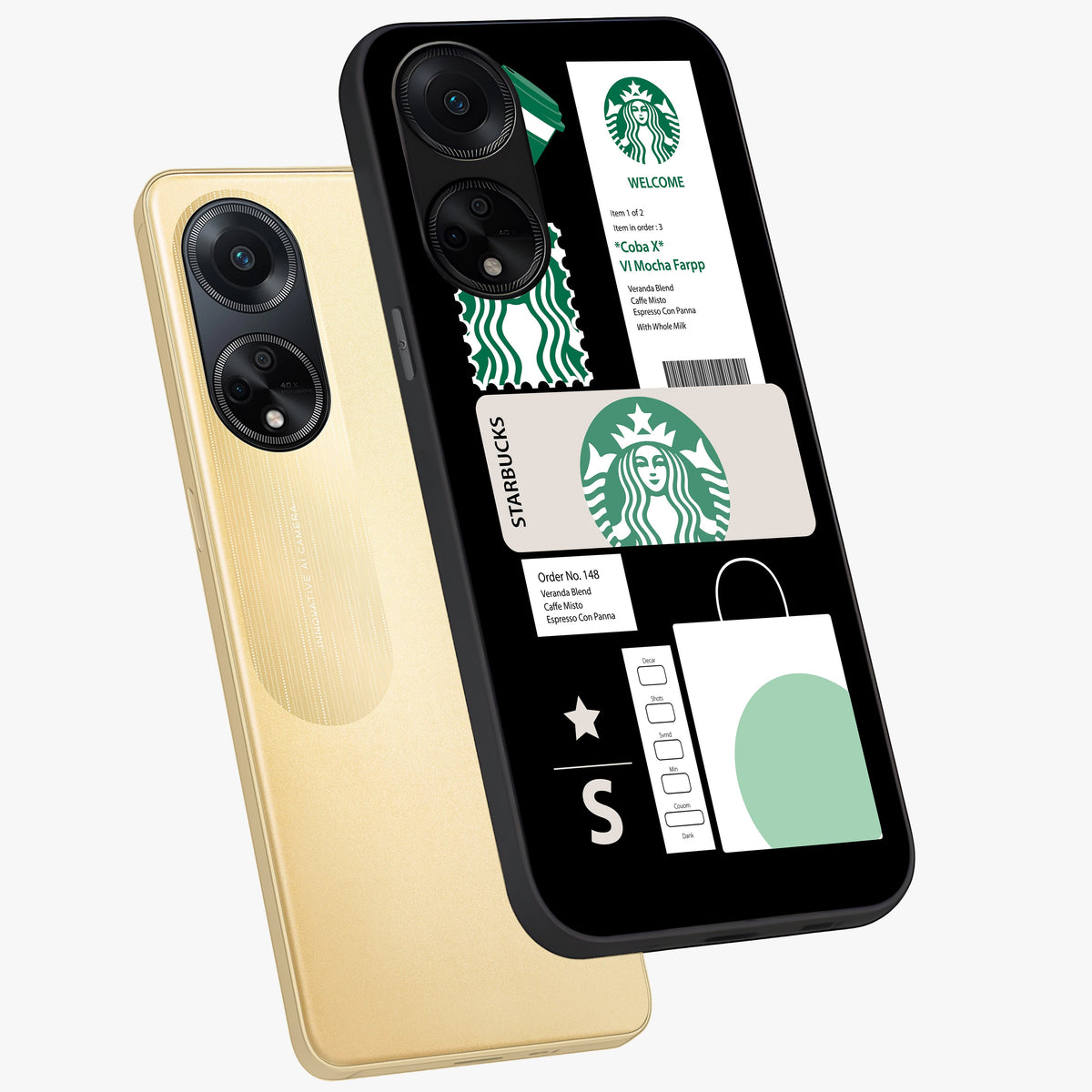 Starbucks Mocha Glass Case displayed in angled mockup highlighting stylish mocha themed design with cozy café aesthetic.