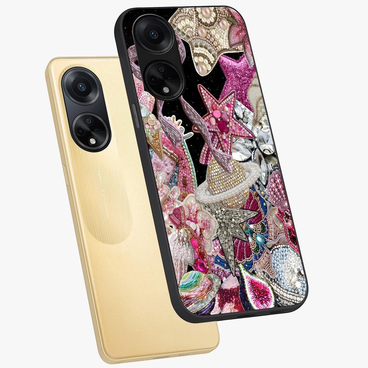 Starlit Jewel Dream Glass Case displayed in angled mockup highlighting glowing celestial jewel design with dreamy aesthetic.