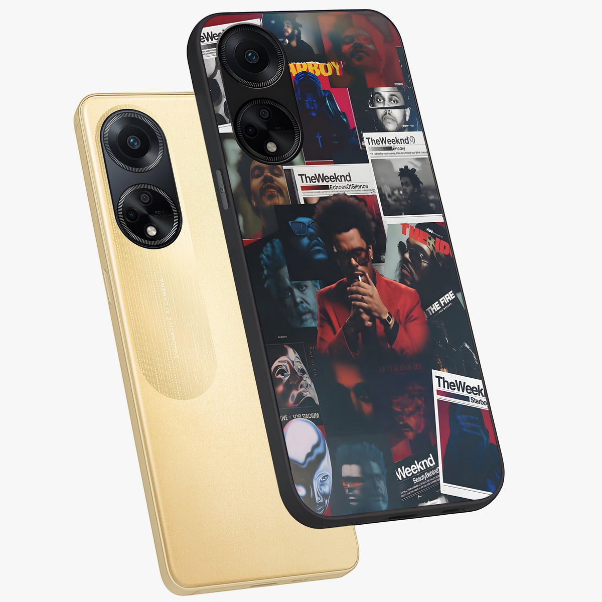 The Weeknd Glass Case displayed in angled mockup highlighting stylish pop culture inspired design with modern aesthetic.