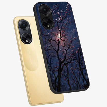 Twilight Sakura Serenade Glass Case displayed in angled mockup highlighting delicate sakura flower design with dreamy aesthetic.