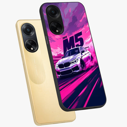 Velocity Drift Pulse Glass Case displayed in angled mockup highlighting dynamic drift design with sporty automotive aesthetic.