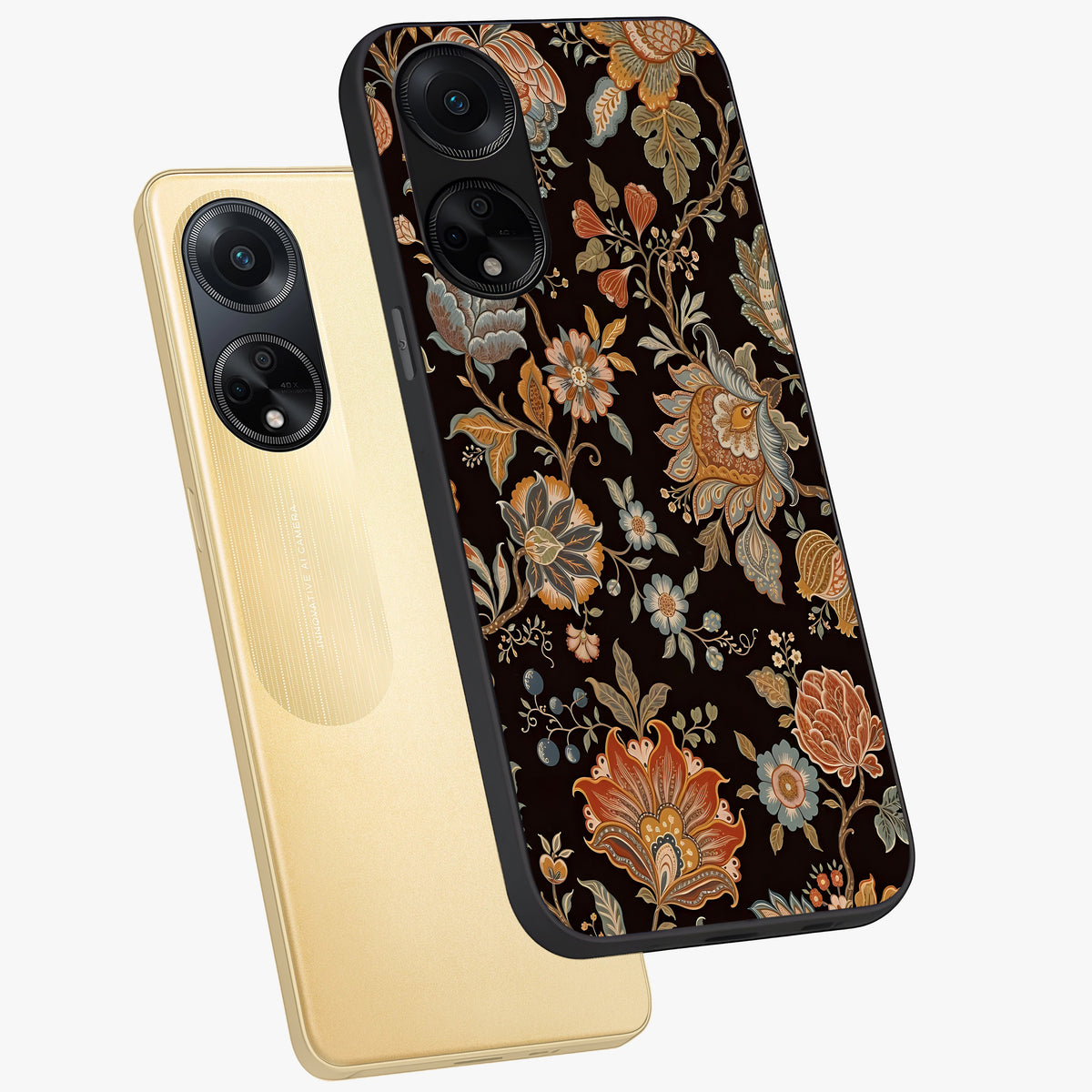Vintage Floral Dream Glass Case displayed in angled mockup highlighting elegant vintage flower design with soft aesthetic style.