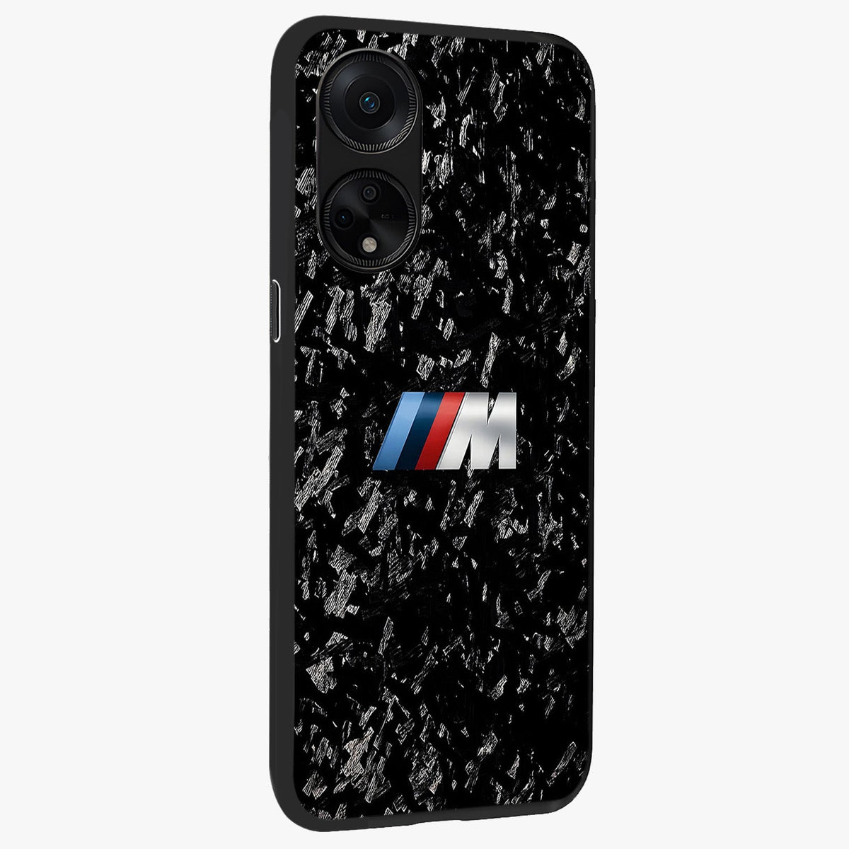 Carbon Speed Mark Glass Case upright view showcasing modern carbon speed graphic with bold automotive theme.