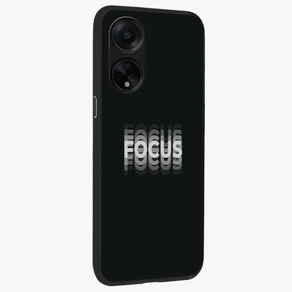 Focus Mode On Glass Case upright view showcasing strong typography statement with sleek motivational theme.