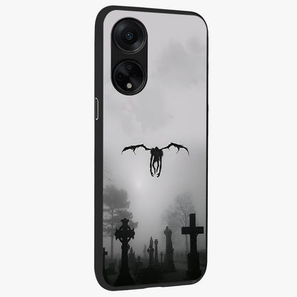Graveyard Shadow Descent Glass Case upright view showcasing haunting graveyard artwork with dramatic dark theme.