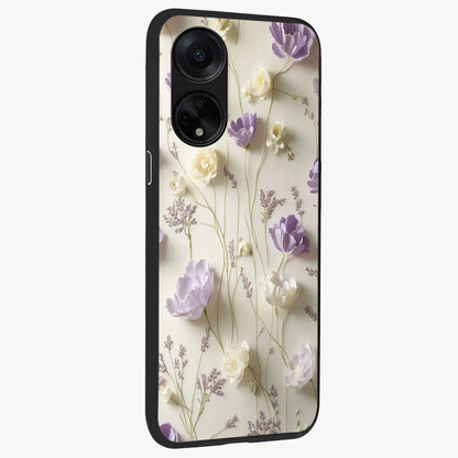 Lilac Breeze Harmony Glass Case upright view showcasing delicate lilac artwork with peaceful floral theme.