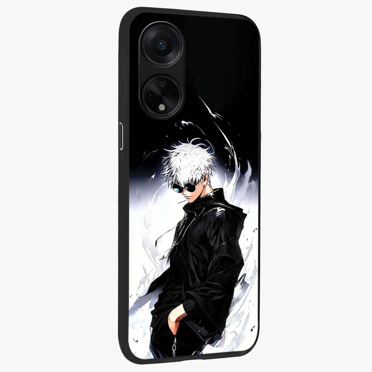 Limitless Shadow King Glass Case upright view showcasing bold shadow warrior artwork with epic fantasy theme.