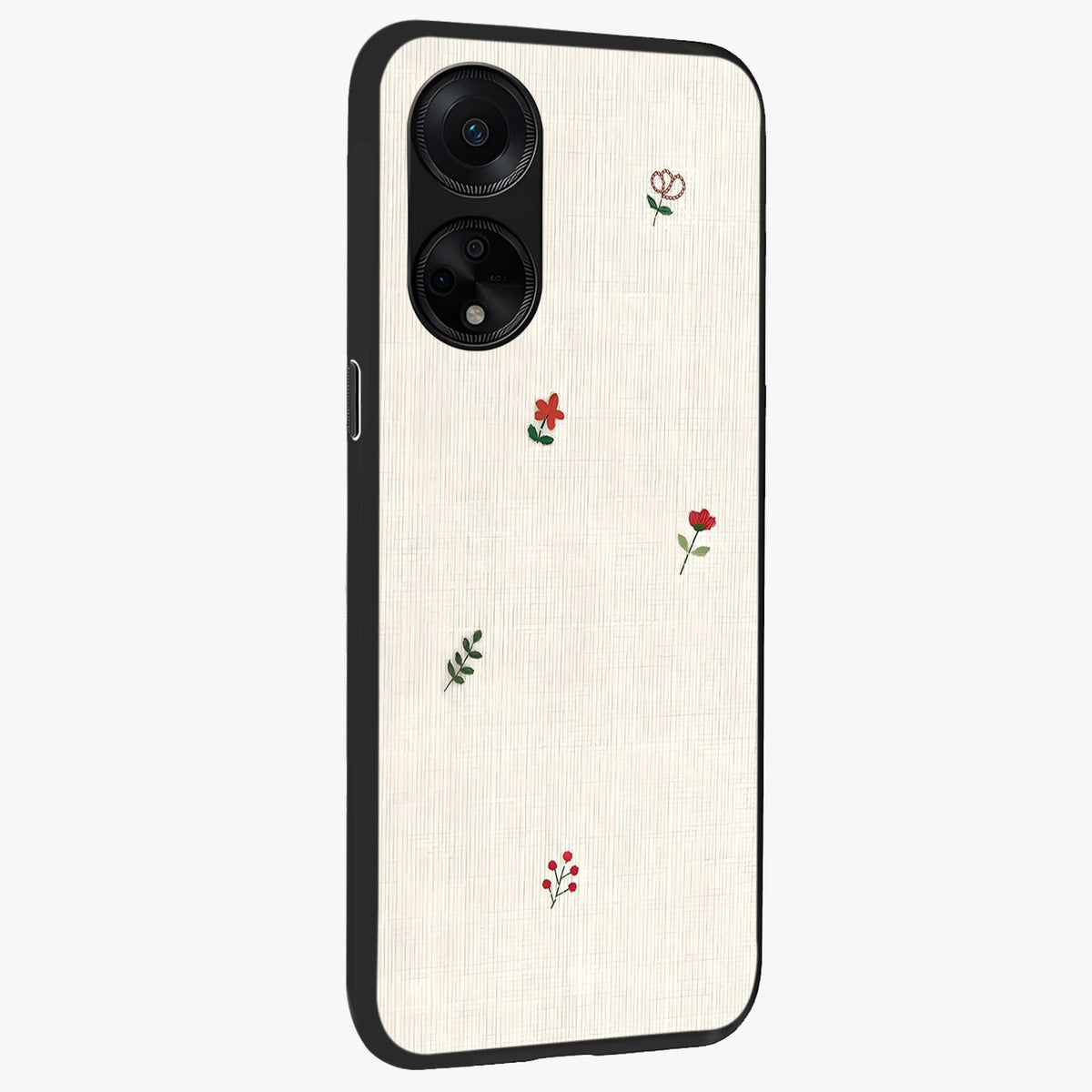 Minimalistic Blue With White Flower Pattern Glass Case upright view showcasing clean white flower artwork with calming blue theme.