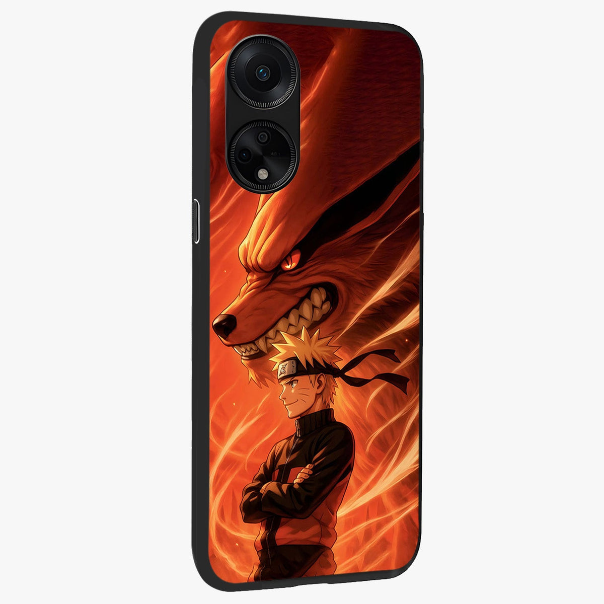 Nine Tails Legacy Glass Case upright view showcasing dramatic nine-tails artwork with intense anime themed design.