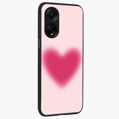 Pink Aura Heart Glass Case upright view showcasing romantic heart artwork with soft pastel theme.