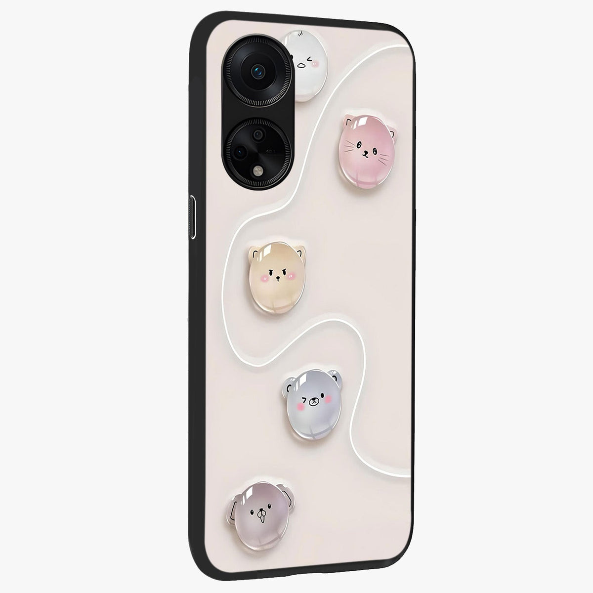 Puffy Face Parade Glass Case upright view showcasing adorable character artwork with cheerful animated theme.
