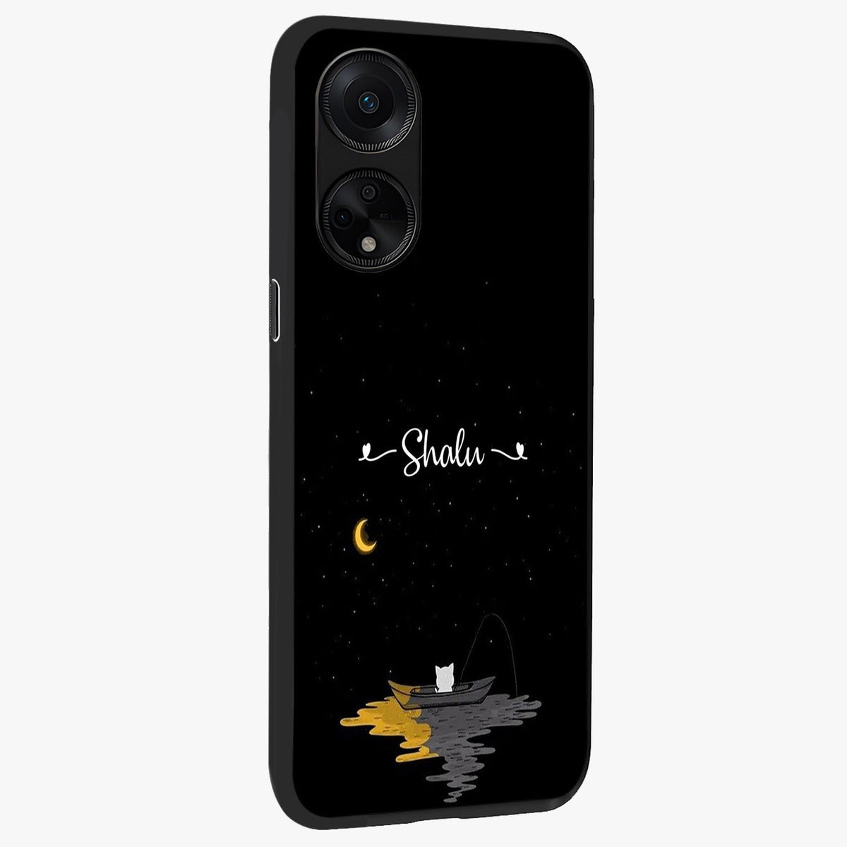 Silent Night Row Glass Case upright view showcasing tranquil night artwork with serene landscape theme.