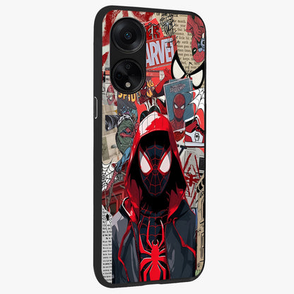 Spider Collage Street Glass Case upright view showcasing bold superhero artwork with urban street theme.