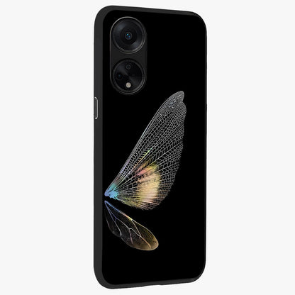 Whispers Of Wings Glass Case upright view showcasing elegant wing artwork with light airy theme.