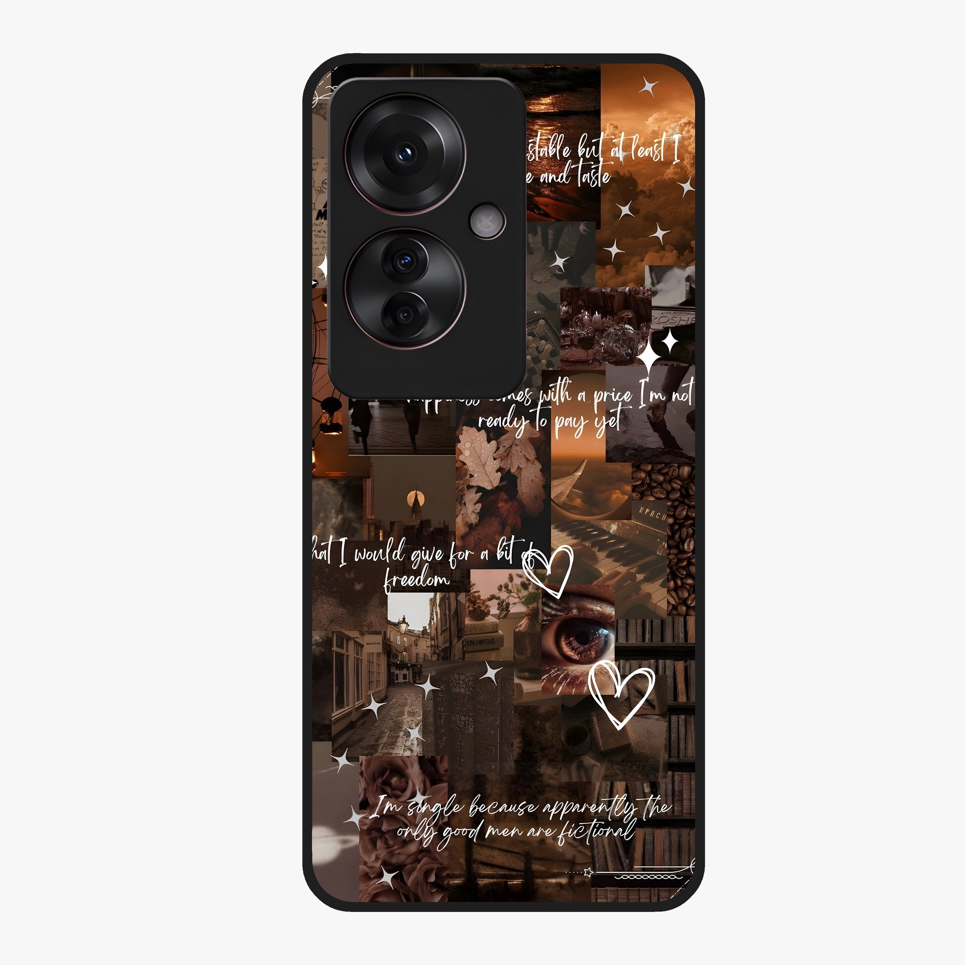 Bittersweet Aesthetic Chaos Glass Case showing flat back view with artistic chaotic aesthetic design and glossy glass finish.