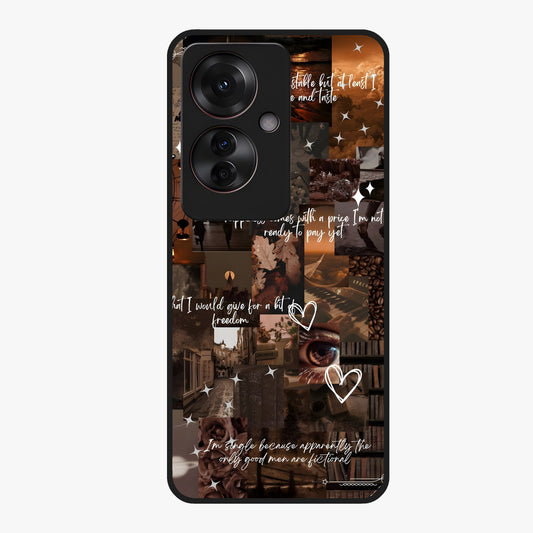 Bittersweet Aesthetic Chaos Glass Case showing flat back view with artistic chaotic aesthetic design and glossy glass finish.