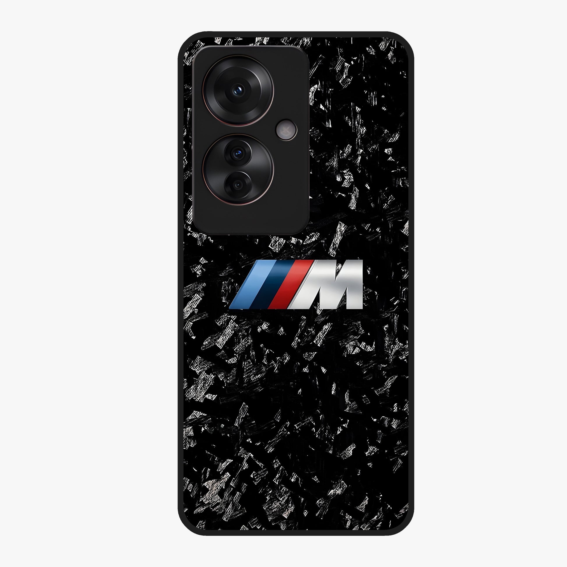 Carbon Speed Mark Glass Case showing flat back view with sporty carbon pattern artwork and glossy glass finish.