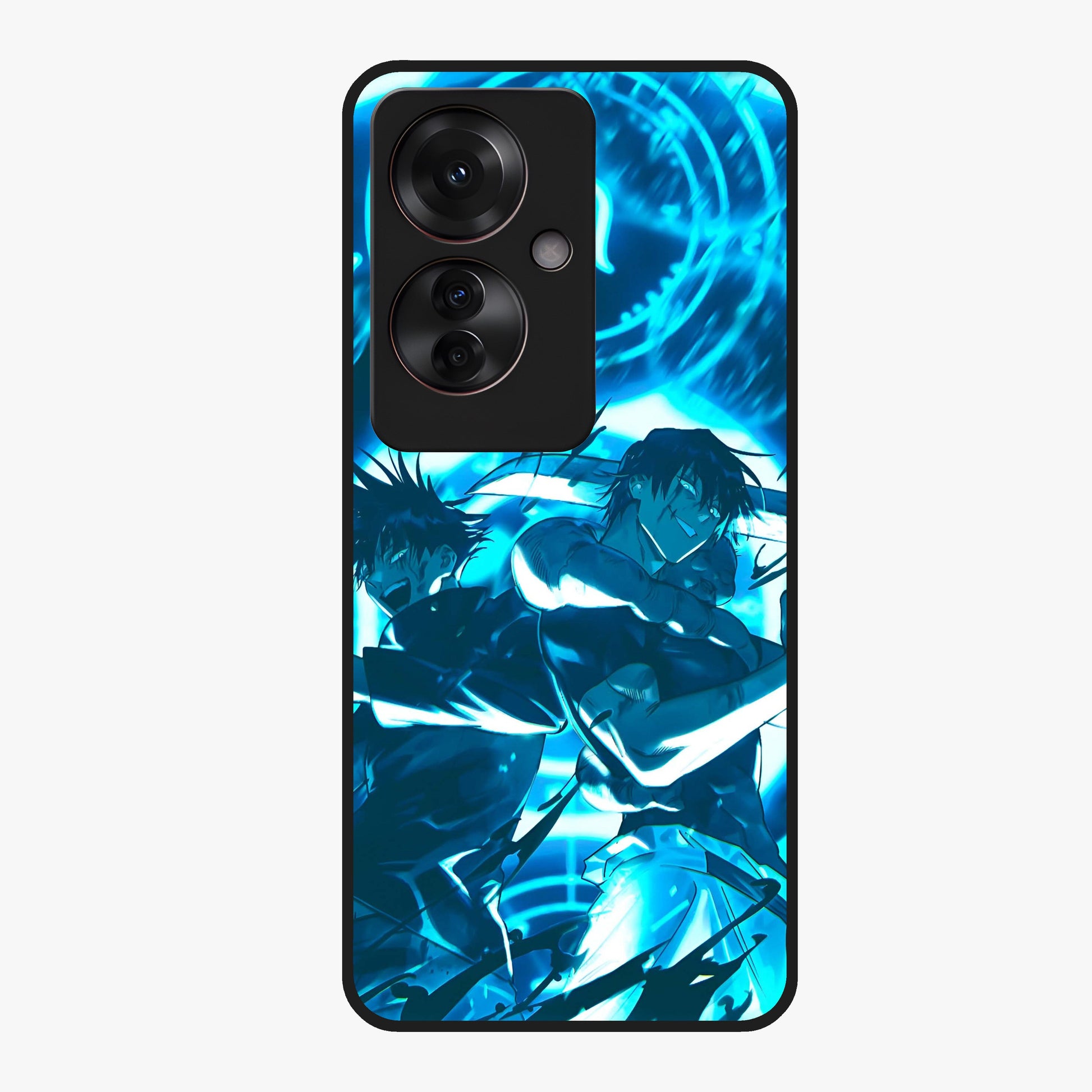 Cursed Energy Clash Glass Case showing flat back view with intense cursed energy artwork and glossy glass finish.