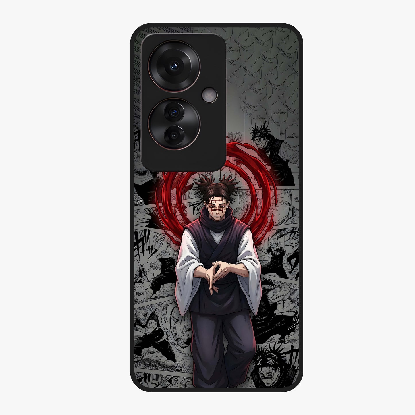 Cursed Ritual Ascension Glass Case showing flat back view with dark ritual themed artwork and glossy glass finish.
