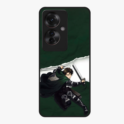 Emerald War Vanguard Glass Case showing flat back view with powerful warrior themed artwork and glossy glass finish.