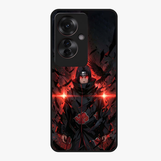 Focused Blade Discipline Glass Case showing flat back view with warrior sword themed artwork and glossy glass finish.