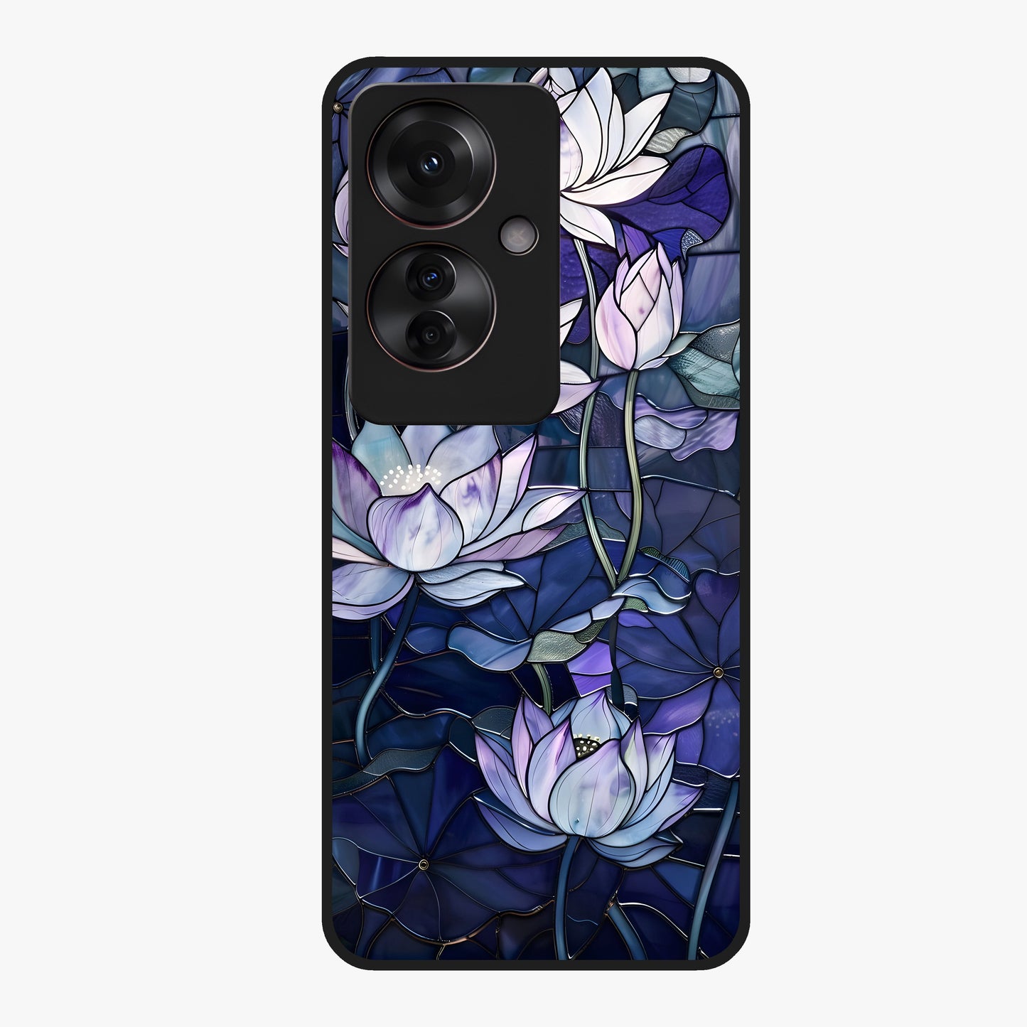 Gloss Petal Rush Glass Case showing flat back view with glossy flower petal artwork and smooth glass finish.