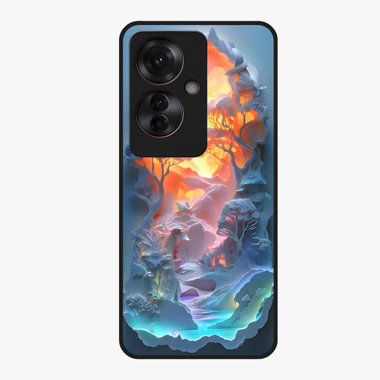 Glow Forest Portal Glass Case showing flat back view with glowing forest portal artwork and glossy glass finish.