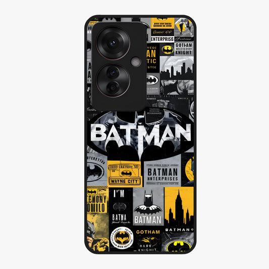 Knight Gotham Rise Glass Case showing flat back view with dark hero inspired artwork and glossy glass finish.