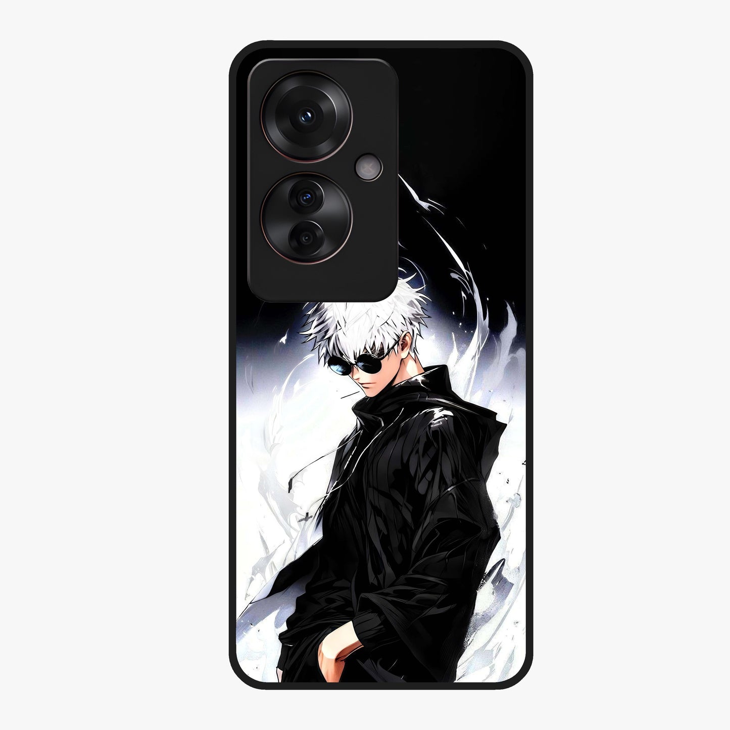 Limitless Shadow King Glass Case showing flat back view with powerful shadow warrior artwork and glossy glass finish.