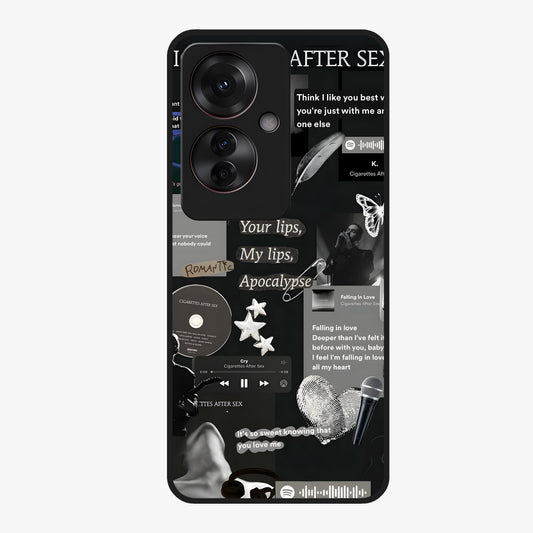 Midnight Love Echo Glass Case showing flat back view with romantic midnight themed artwork and glossy glass finish.